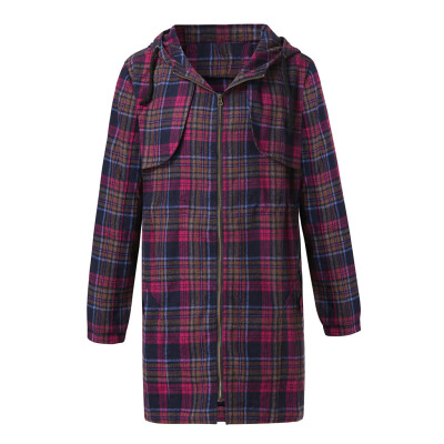 

Toponeto Womens Winter Warm Outwear Plaid Top Hooded Pockets Vintage Oversize Coats