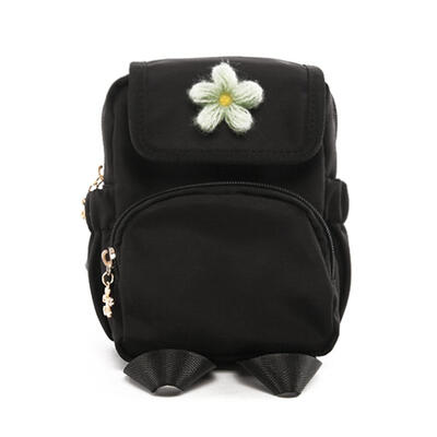 

Small Travel Backpacks Women Flower Decor Knapsack Canvas Shoulder Bags