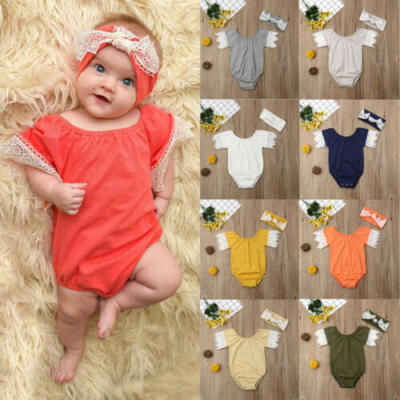 

Infant Newborn Baby Girl RomperHeadband Jumpsuit Playsuit Outfits Set Clothes