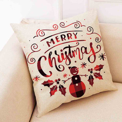 

New Merry Christmas Elk Linen Plaid Pillow Covers Sofa Throw Cushion Case Xmas Decor 2020