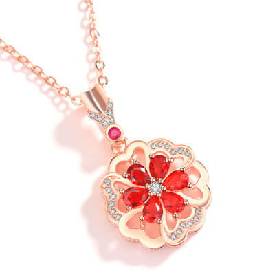 

Rose Gold Zircon Diamond Pendant Necklace Flower Droplet Pear Pendant Winding Clavicle Chain