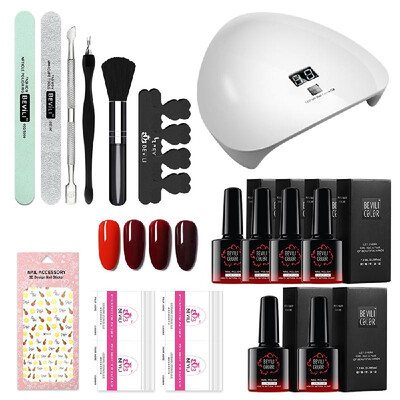 

Gel Nail Polish Kit Manicure Tools Nail Lamp Nail Polish Base Top Coat Set