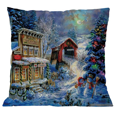 

〖Follure〗Merry Christmas Pillow Cases Linen Sofa Cushion Cover Home Decor Pillow Core