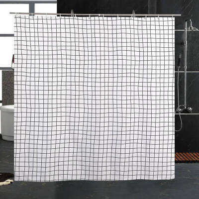 

Waterproof Grid Lattice Shower Curtain Hanging Decor Window Bathroom Curtains Shade Blackout