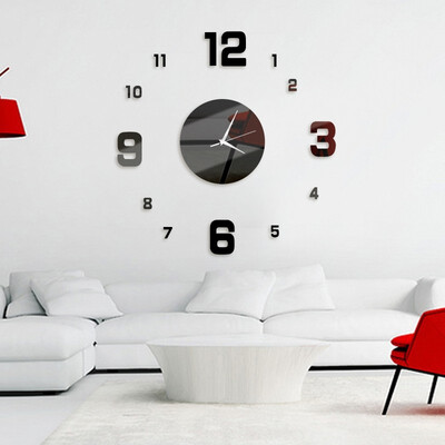 

Modern Creative Round Figure Sticker Acrylic Mirror Surface Non-ticking Wall Clock