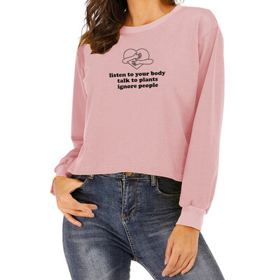 

Autumn Women Fashion Letter Printing O-neck Long sleeve Short paragraph Casual Sweatshirt
