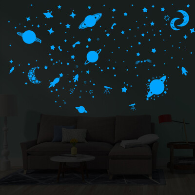 

Gobestart Glow In The Dark Star Wall Stickers Round Stars Moon Dot Luminous Kid Room Decor