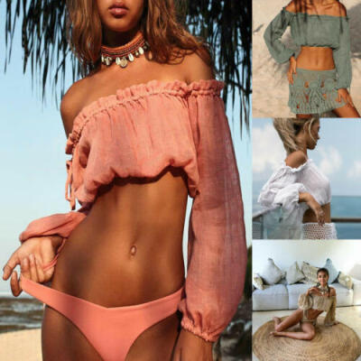 

A-line long sleeve Bikini Cover Up Sarong Swimwear Kaftan Lace Crochet Beach