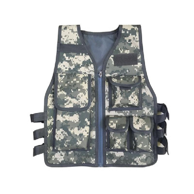 

Kids Outdoor Vest Waistcoat Adjustable Children Camouflage Multi-pockets Jacket for Camping Hunting Games Hiking Equipment