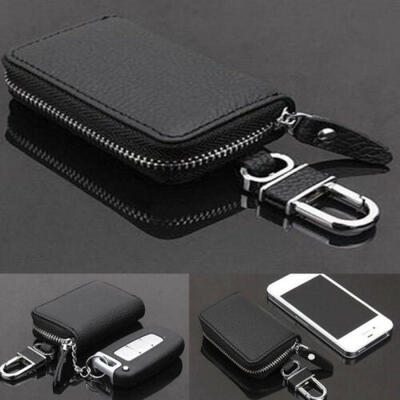 

Car Auto Truck Leather Zipper Key Case Cover Holder Bag for Universal Black New