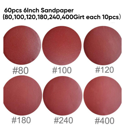 

6in 80100120180240400 Grit Hook Loop Pads Sanding Disc Sandpaper Sander