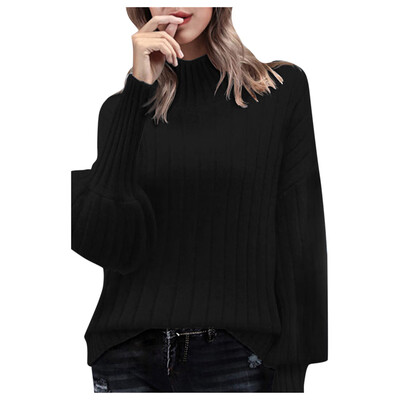

〖Follure〗Womens High Collar Puff Sleeve Loose Pullover Sweater Knit Jumper Tops