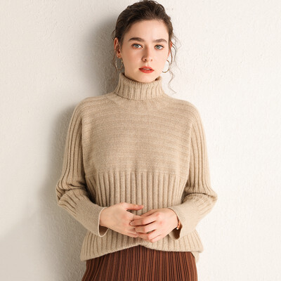 

Sweater female 19 autumn&winter new pure cashmere Albas white velvet fashionable temperament high lapel short paragraph simple