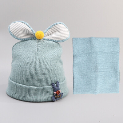 

Dongyun new autumn&winter baby butterfly knot pure cotton neck cap cartoon rabbit two-piece hat