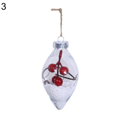 

Xmas Teardrop Transparent Hanging Ornament Fake Berry Tree Window Party Decor