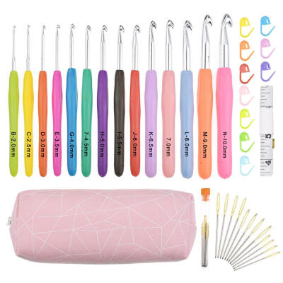 

14pcs Soft Handle Sewing Needles Crochet Hooks Stitching Knit Craft Tools