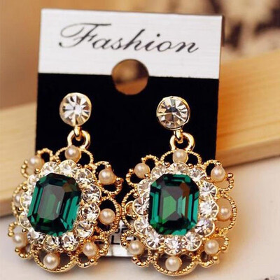 

Earrings Vintage Fashion Gem Shiny Crystal Square Stud Earrings Gorgeous Colored Gemstone Earrings Jewelry Birthday Gifts