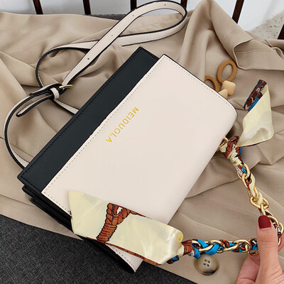 

Womens bag 2019 autumn new style small bag fashion small square bag silk scarf bag chain handbag single shoulder bag