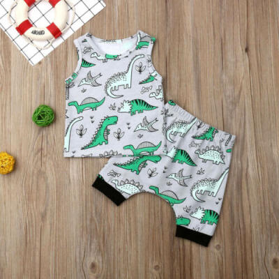 

Cute 2PCS Newborn Baby Boy Girls Dinosaur T-shirt Pants Outfits Clothes Set