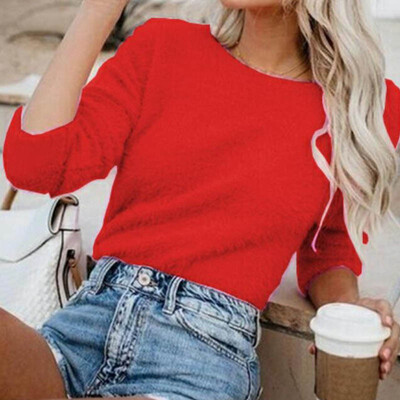 

NEW Autumn And Winter Fashion Women Casual Tops Fuzzy Blouse Pullover Jumper Loose Sweater Knitwear Long Sleeve Knitted Sweaters