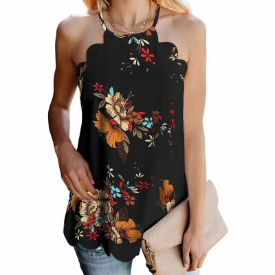 

Printed vest womens T-shirt sleeveless slinky