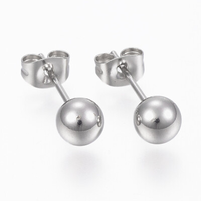 

304 Stainless Steel Ball Stud Earrings Stainless Steel Color 5mm Pin 08mm