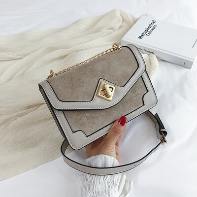 

Lock chain bag ins retro sanding small square bag new 2019 small fresh woman bag single shoulder oblique satchel bag