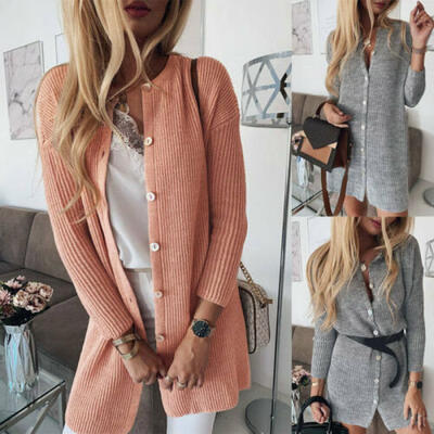 

Womens Chunky Knitted Sweater Open Front Pocket Coat Long Midi Cardigan Coat Top