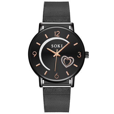 

RM Womens Casual Stainless Steel Mesh Belt Watch Simple Dial Quartz Watch