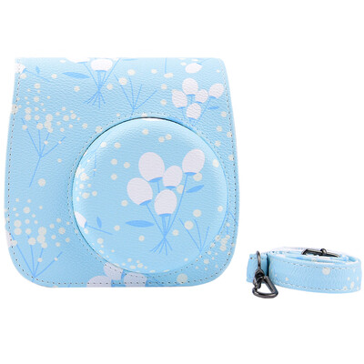 

Compact Cute Lovely PU Leather Protective Camera Bag Carrying Case Pouch Cover Protector Blue Owl Pattern w Shoulder Strap Album