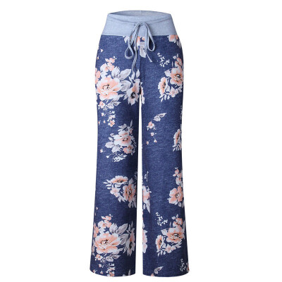 

Womens Loose Printed Pants Wide Leg Full Length Trousers Yoga Fitness Bottoms