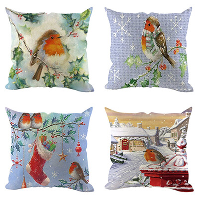 

Tailored 4Pcs Christmas Pillow Cover Pillowcases Decorative Sofa Cushion Cover Decoration