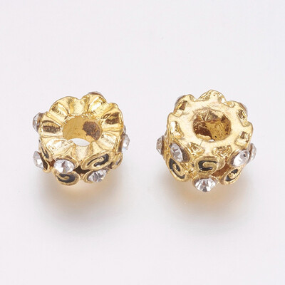 

Alloy European Beads Large Hole Beads with Enamel&Rhinestone Flower Golden Black 12125x7mm Hole 4mm