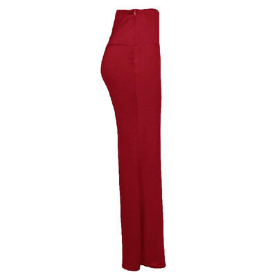 

Casual Women High Waist Wide Leg Pants Side Zipper Solid Color Oversize Flare Long Loose Yoga Trousers