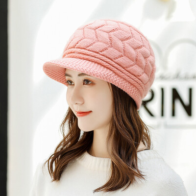 

2009 New Rabbit Hair Hat Lady Autumn&Winter Duck Tongue Hat Knitted Cap Heating Pure Color Beret Factory Direct Sales