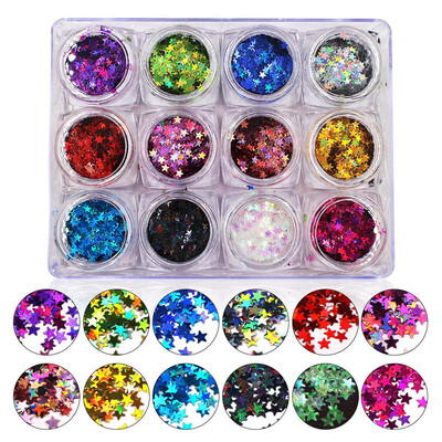 

Gobestart Nail Glitter Sequins Paillette Triangle Pentagram 3D Nail Art Decoration