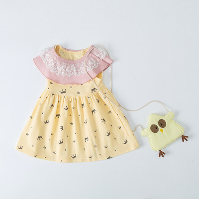 

Summer Dress Casual Baby Girls Sleeveless Cute Lace Design Dress Kids Toddler Pageant Princess Sweet Fashion Sundress