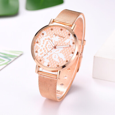 

RM Fashion Simple Elegant Floral Dial Without Scale Ladies Mesh With Quartz Watch