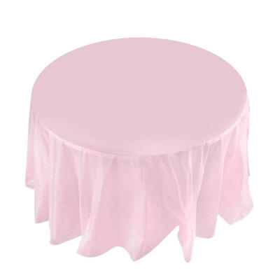 

84in Round Tablecloth Wedding Party Plastic Birthday Camp Dinner Tablecover