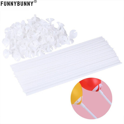 

FUNNYBUNNY 20 PCS White BALLOON STICKS plastic holder accessories long tall 1 piece set