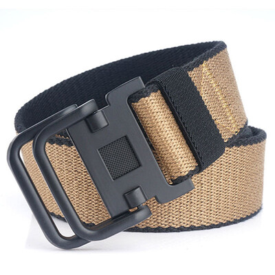 

Trend New Unisex belt Quality Canvas Double Ring Buckle Men belt Casual Alloy buckle Women belt 120cm