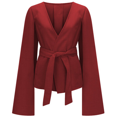 

Women Waterfall Belted Waist Long Trench Coat Ladies Blazer Jacket Cardigan