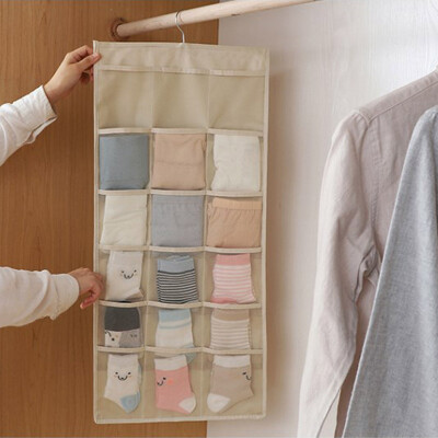 

Qingwei simple double-sided hanging bag underwear storage bag wardrobe door storage bag beige