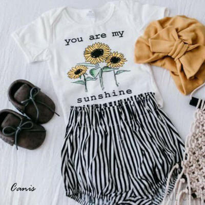 

Newborn Kids Baby Girls Sunflower Romper Bodysuit Pants Shorts Outfits Clothes