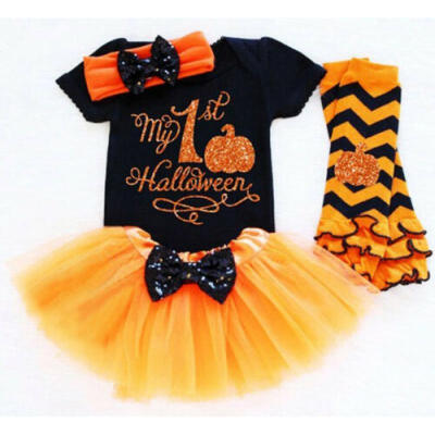 

UK Halloween Newborn Infant Baby Girl Romper Top Tulle Tutu Dress Outfit Clothes