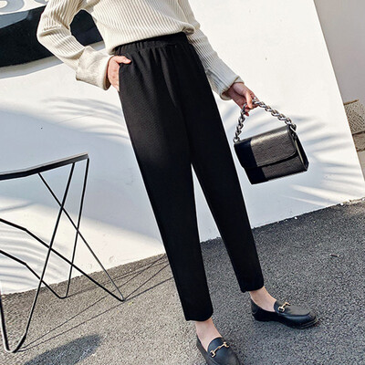 

Autumn Winter Women Harem Pants Casual High Waist Elastic Female Korean Style Solid Color Sweatpants Trousers