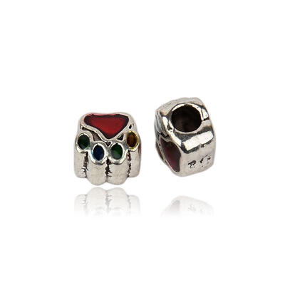

Alloy Enamel European Beads Large Hole Beads Dog Paw Print Antique Silver Metal Color Red 11x10x75mm Hole 45mm