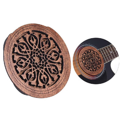 

Guitar Wooden Soundhole Sound Hole Cover Block Feedback Buffer Mahogany Wood for EQ Acoustic Folk Guitars