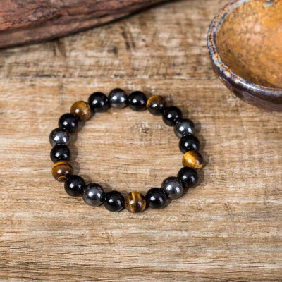 

Fashion Man Tiger Eye Hematite & Obsidian Stone Bead Bracelet Men Bracelet Jewelry Gift