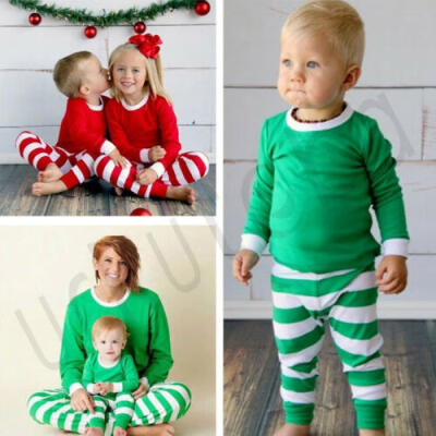 

Cute X-mas Christmas Striped Nightwear Winter Baby Kid Boy Girl Sleepwear